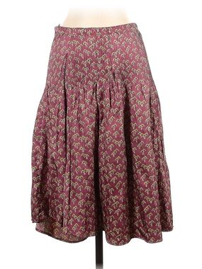 Cotélac France Pink Bird Print Pleated Midi Skirt Size 1